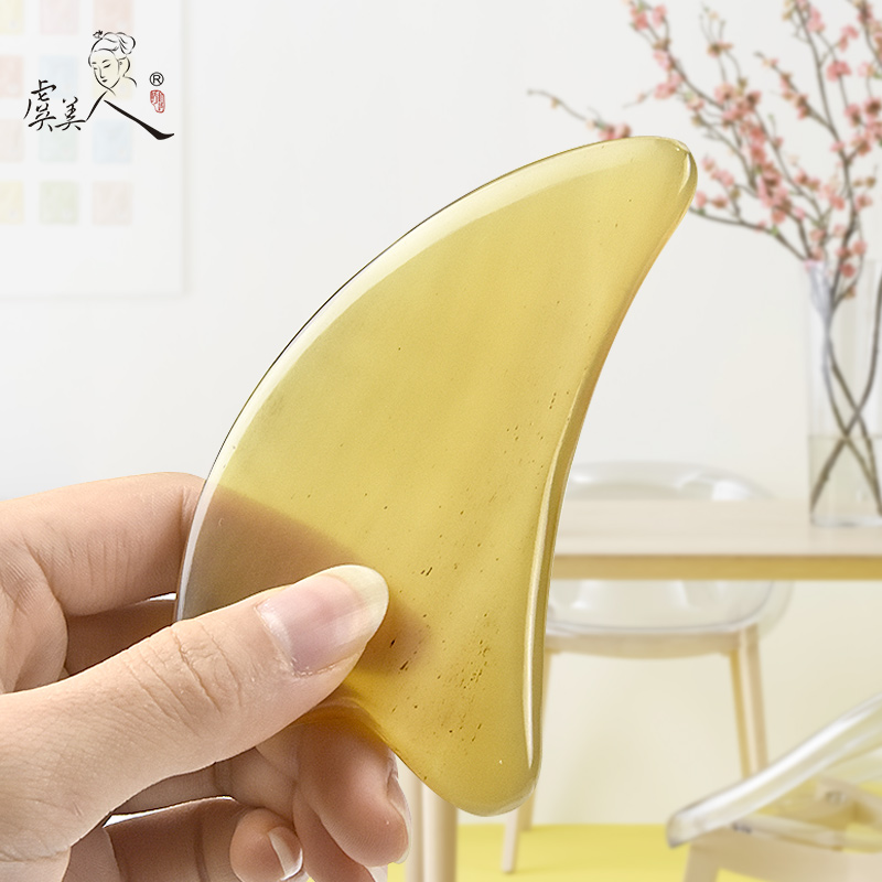 Poppy natural scalper horn Buffalo horn scraping plate Face face meridian massage plate Acupuncture points dredging