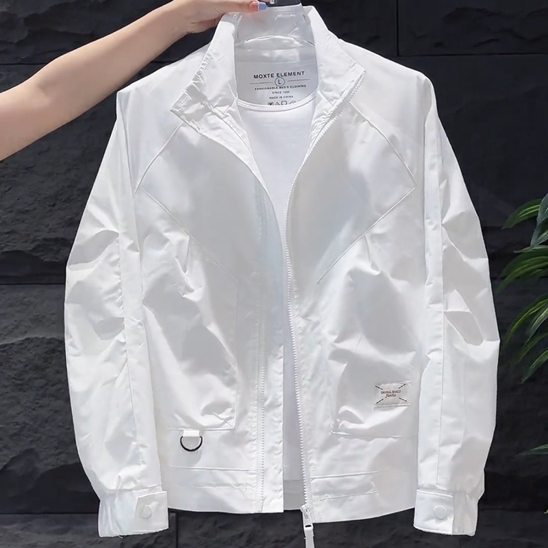Men's Thin Jacket, Spring and Summer White Top, Workwear, Fashionable, Casual, Urban Style, Men's Outerwear with a High-End Feel
