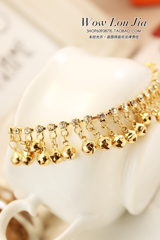 Phong cách dân tộc mới Mùa hè vàng hồng đầy đủ chuông kim cương Trang sức vòng chân nhiều lớp Thời trang nữ phiên bản Hàn Quốc của món quà vòng chân bạc nữ đẹp