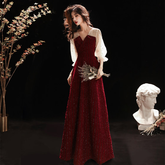 敬酒服新娘酒红色2025新款孕妇平时可穿结婚订婚晚礼服回门遮肚子