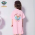 8 Wangwang đội trẻ em quần áo trẻ em gái váy 2020 mùa hè mới trẻ em cỡ vừa và nhỏ trẻ em gái bé gái kiểu nước ngoài váy liền màu - Váy