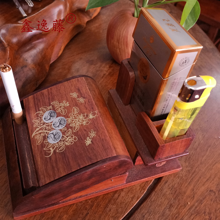 Vietnam Red Wood Bomb Tobacco Box Solid Wood Automatic Smoke Lighter Creative Personality Hops Smoke Box Son Upscale Pop-up Smoking Box