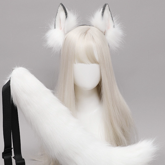 Orange Material Home's New Product: Realistic Animal Ear Headband, Cute Plush Animal Head Accessory, Evil Wolf Lone Wolf Hairband Headwear