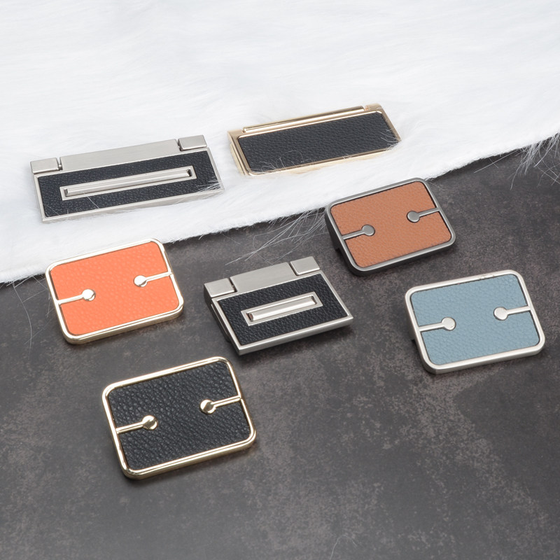 Nordic ins style wardrobe hidden handle surface mounted flip flat plane punch-free IKEA furniture genuine leather handle