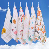 Five dress with a hand towel and baby cartoon Bubble Yarn Children Gauze Towel Wash face square towel Kindergarten