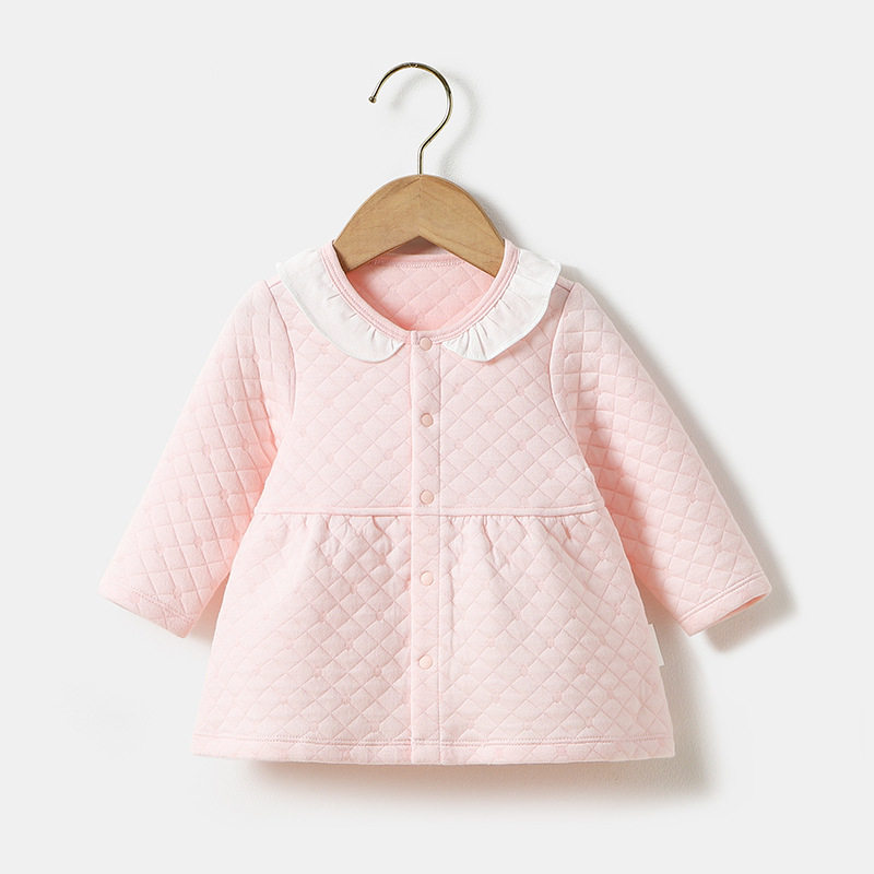 English style female baby clip cotton blouse for baby autumn and winter clothing 100 days old sweet and beautiful jacket princess wind home cardiovert