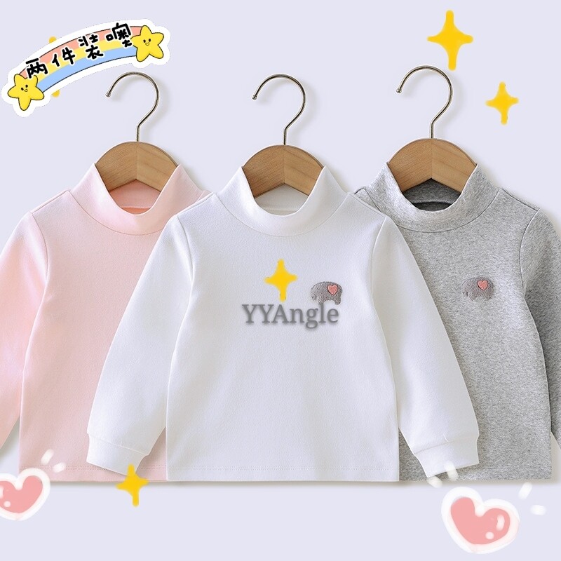 English children T-shirt hooded sweatshirt 21 new spring dress in children half height collar Long sleeves warm blouse girl's necropolis