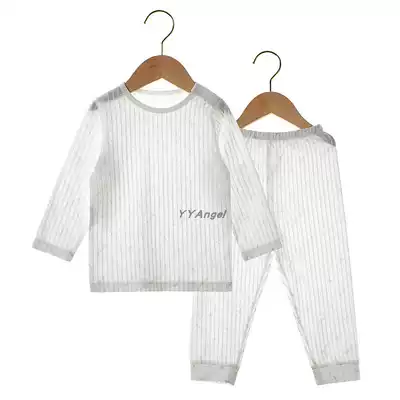 British children's cotton underwear set ultra-thin long sleeved pajamas baby 5 years old 3 boys and girls Spring and Autumn home air-conditioned clothing