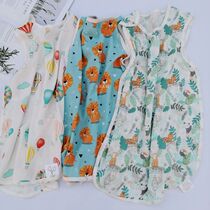 ins baby double layer gauze vest sleeping bag thin baby sleeveless sleeping bag bamboo cotton summer small child protection kick quilt