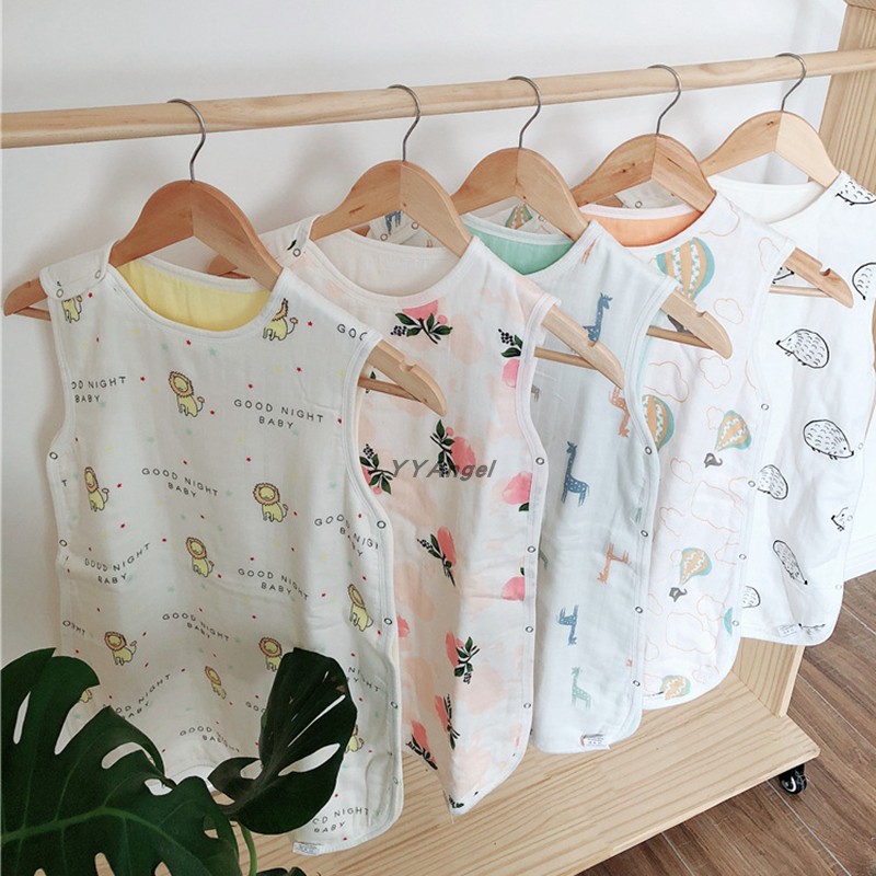 Export muslin baby vest sleeping bag bamboo cotton soft baby four or eight layers sleeveless gauze sleeping bag four seasons