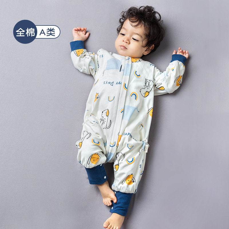 Spring Autumn Baby Sleeping Bag Thin double layer of pure cotton baby Long sleeves Sub-legged Sleeping Children's air-conditioned room Anti-kicking quilt