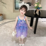 Летнее платье для девочек, жилет, наряд маленькой принцессы, костюм, в западном стиле