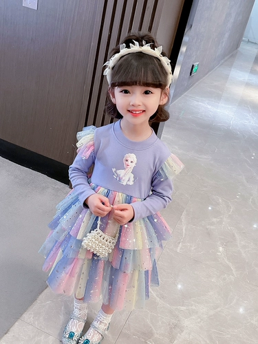 Весеннее платье для девочек, радужные блестки для ногтей, наряд маленькой принцессы, коллекция 2023, новая коллекция