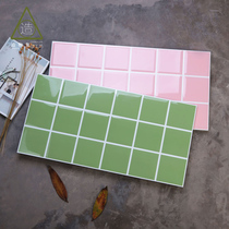 300600 Nordic macarons colour ink green pink plaid bread brick toilet kitchen glazed face wall brick
