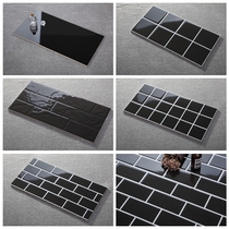Pure black wall brick 300x300 bright light face grid white line toilet tile kitchen glazed face brick bubble water porcelain sheet