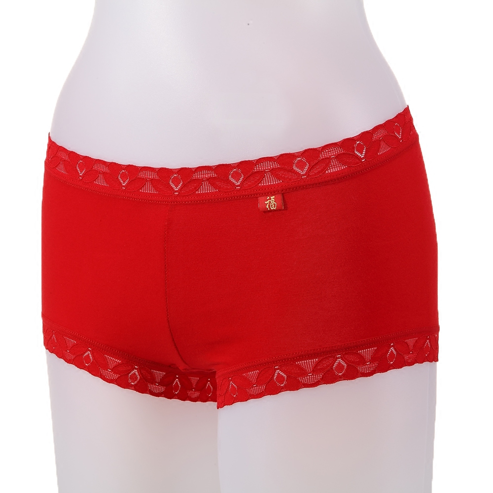KELUO elastic cotton dog's life of the year underwear lace pure cotton lace - pure red mid - waist four - corner pants