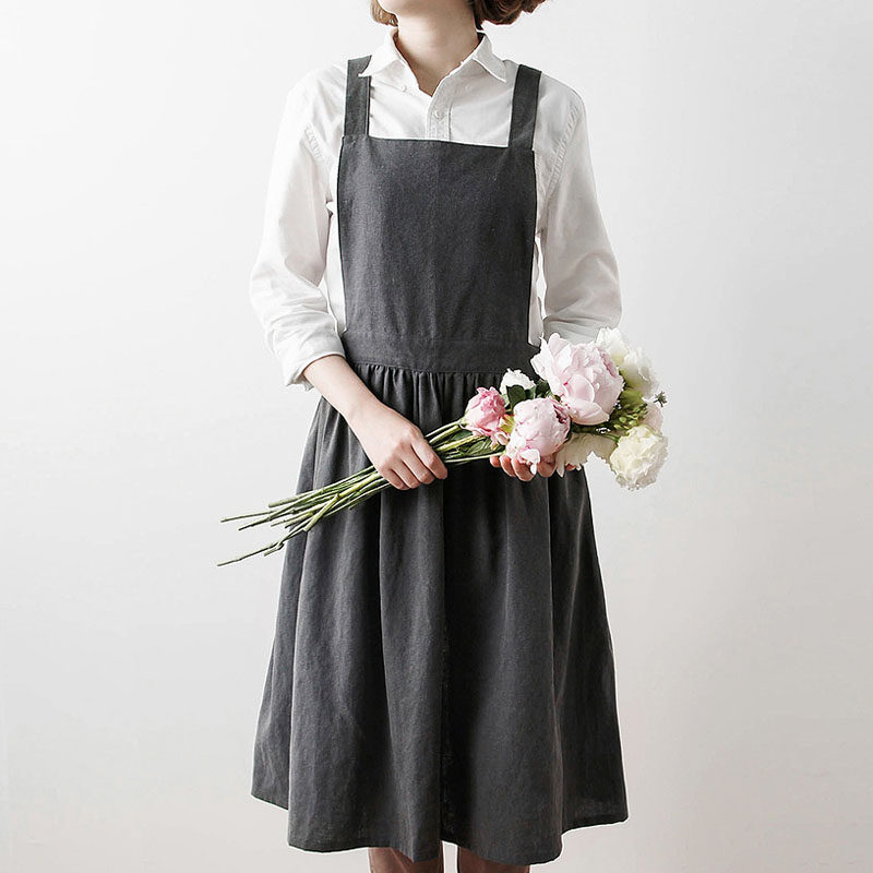 Day Style Fields Garden Wind Washed Cotton Hemp Apron Kitchenette Home Served Baking Bakery Kitchen Home Half Body Apron