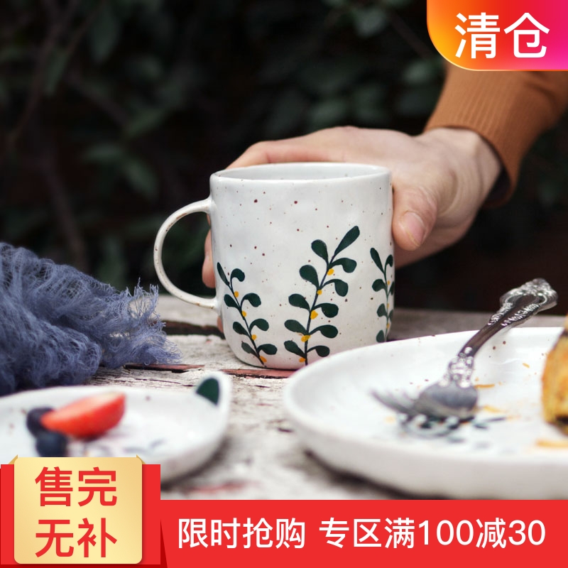 Jingdezhen handmade original coarse pottery cutlery hand-painted disc of disc pastry disc dish Schallapan water glass Mark cup