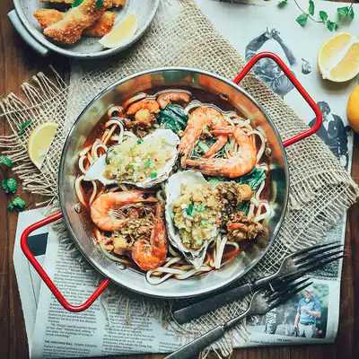 paella Spanish seafood electric pan Frying pan Binaural pan Stainless steel pan Fried chicken plate Burger snack plate