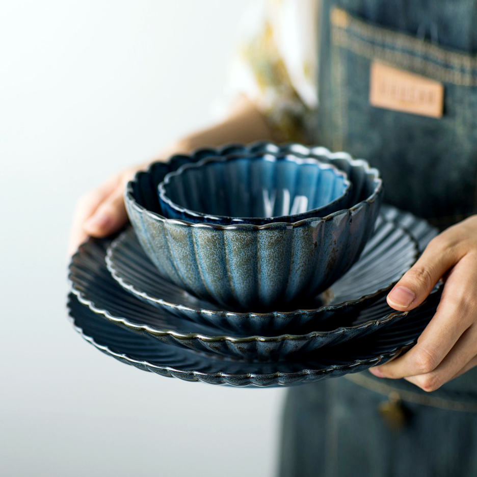 Creative Ceramic Cutlery Western Dining Tray Day Style Steak Pan Flat Pan Plate Rice Bowls home Snack Snack Dish