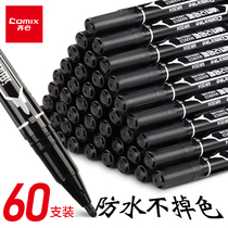 Qi Xin oily marker Black oily pen Students with small double-headed marker Childrens drawing hook pen Black double-headed marker waterproof does not fade wholesale MK804