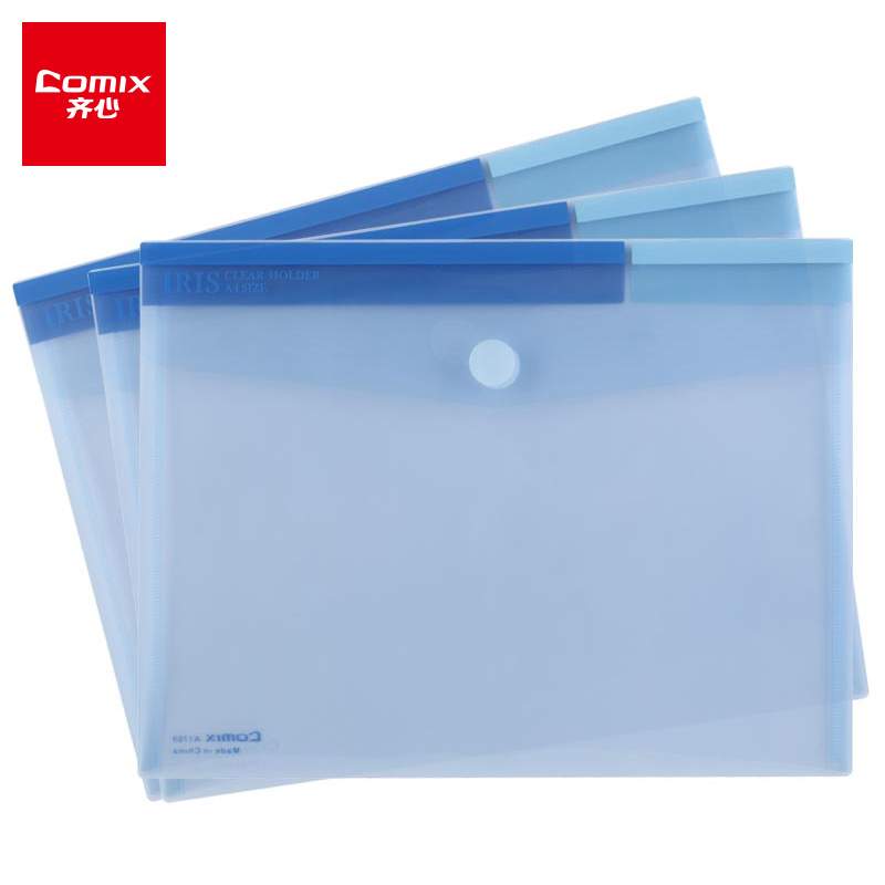 Qi Heart Pink Sticky Button Bag File Containing Classification A4 Office File Bag File Cashier Bag Multiple Color Desktop Containing Multiple Colors Wholesale