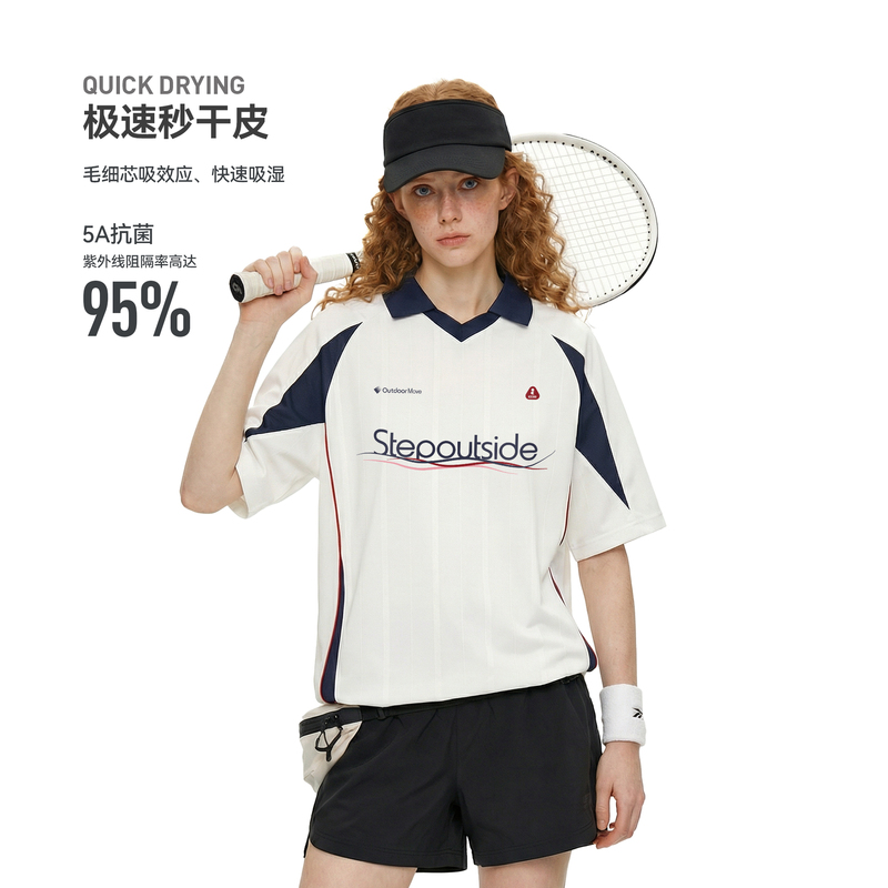 Iocss Terra Quick-Drying Men's Sports Short-Sleeved T-Shirt Women's Summer New Style Small Lapel American-Style Jersey Loose and Trendy Iocss Terra Quick-Drying Men's Sports Short-Sleeved T-Shirt Women's Summer New Style Small Lapel American-Style Jersey Loose and Trendy