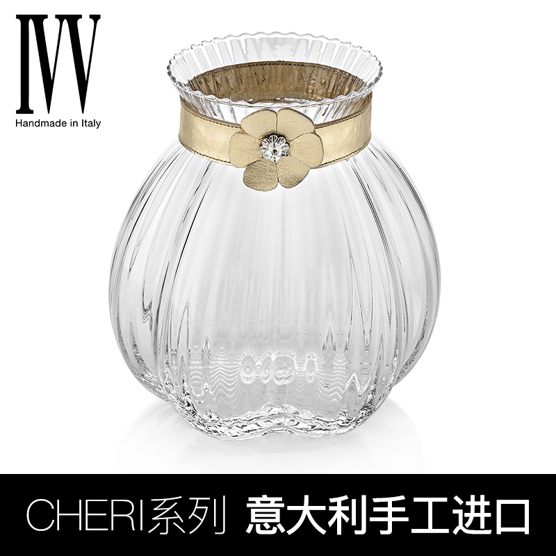 Italy import IVV crystal glass vase Nordic creative simple light luxury ornament living room hydranget arrangement vase