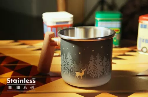 Купить Тайвань Трувий 400 мл деревянного ручка белая железная чашка-северо-северо-северо-восточная европейская леса