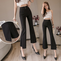 2020 Summer New Horn Pants Lady High Waist Display Slim Black Little Guy 80% Microlao Pants