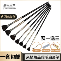 Miller mink hair Fan Pen water chalk oil painting acrylic brush art students Special seven sets to send pen box scraper