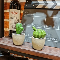 Optical shop window counter decoration display display simulated potted green plants cactus artificial flower display stand props