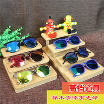 Tide Pint Varnish Solid Wood Ladder Sunglasses Display Props Sunglasses Myopia Glasses Show Shelf Decoration Boutique Retro