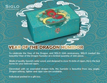 Siglo Century Dragon Year Zodiac Cigar Box 75 Pack Solid Wood Cedar Wood Cigar Humidor Extra Thick Piano Lacquer