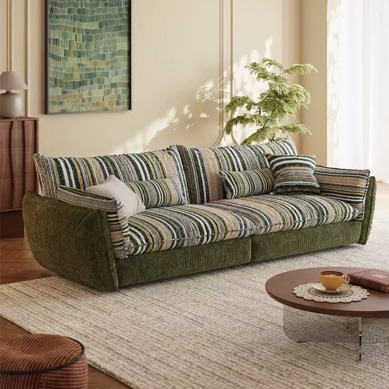 New 2026 Dual-Color Vintage Fully Removable and Washable Fabric Sofa, French-Style Living Room Simple Chenille Cloud Sofa