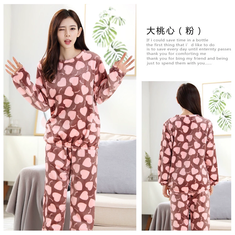 Bộ đồ ngủ lông cừu san hô đặc biệt hàng ngày dành cho phụ nữ ấm áp phục vụ nhà flannel Đồ ngủ dễ thương dễ thương của Hàn Quốc hình ảnh đồ bộ kiểu