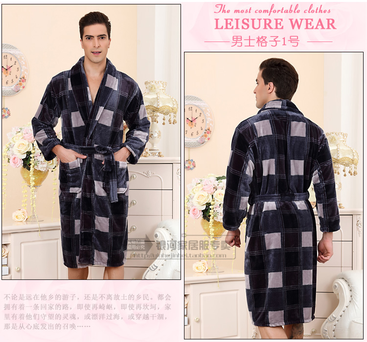 Mùa thu dày mùa đông flannel vài chiếc áo ngủ nam và nữ áo choàng tắm san hô lông cừu áo choàng dịch vụ nhà quần áo ngủ nam