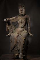 Élevé 128 mètres de large 68 épaisses sculptures en bois 40cm à Guanyin Bouddha Statue culte du culte à la maison pendule