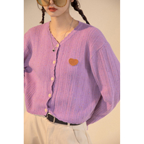 UBUIE dried fish v-neck knitted cardigan female spring and autumn lazy wind loose thin early autumn sweater coat