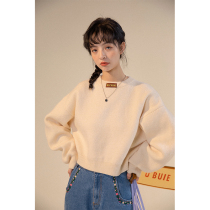 UBUIE dried fish retro twist solid color sweater female design sense niche Autumn New loose knit base shirt