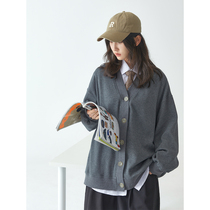 UBUIE Dry Fish Pure Color Knit Cardigan Grey V Collar Thin 2022 Spring new loose sweater jacket
