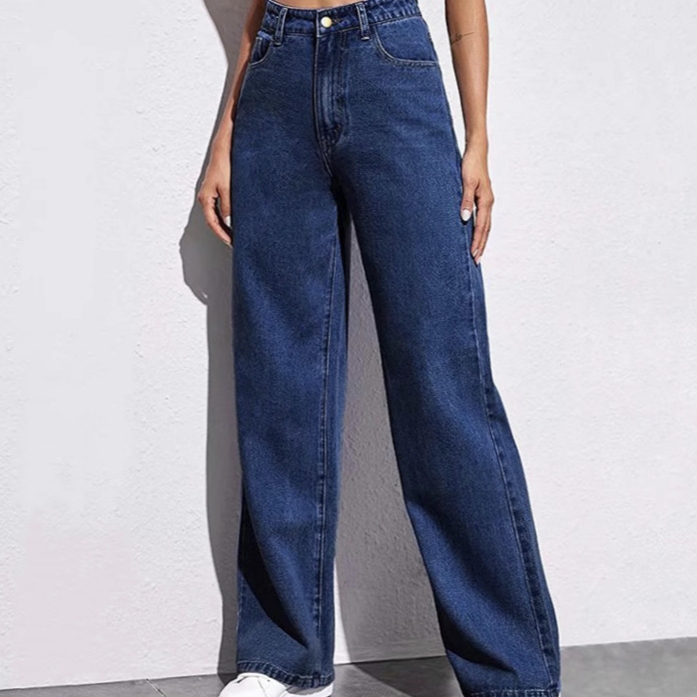Foreign Trade European and American High-Waisted Washed Women's Jeans Amazon Long Straight-Leg Pants 2025 Spring Long Pants
