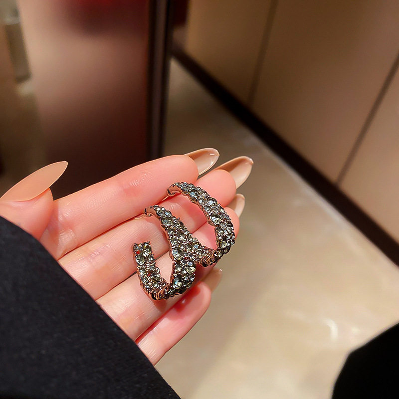 HE new silver needle Han Dongdaemun oval ear ring simple temperament net red earrings retro ears