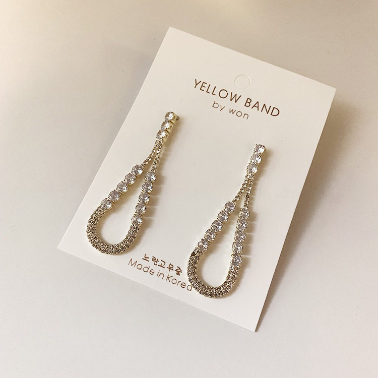 Han Dongdaemun with the same water drop s silver needle full diamond net red exaggerated rhinestone earrings women's high temperament drop earrings