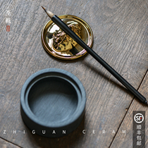 Gold Mountain Ink Stone Table With Cover Natural Anhui Xi Ink Stone Ink Stone High-end Wenfang Four Treasure Boutique With Lid Ink Pool Ink For Calligraphy Exclusive Use