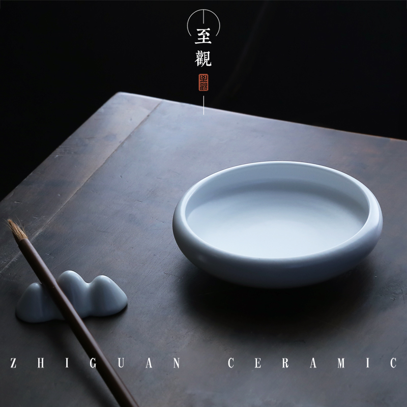 Pure hand - made ceramic ink ink ink ink disk ink disk lick pigment disk litter bao glaze