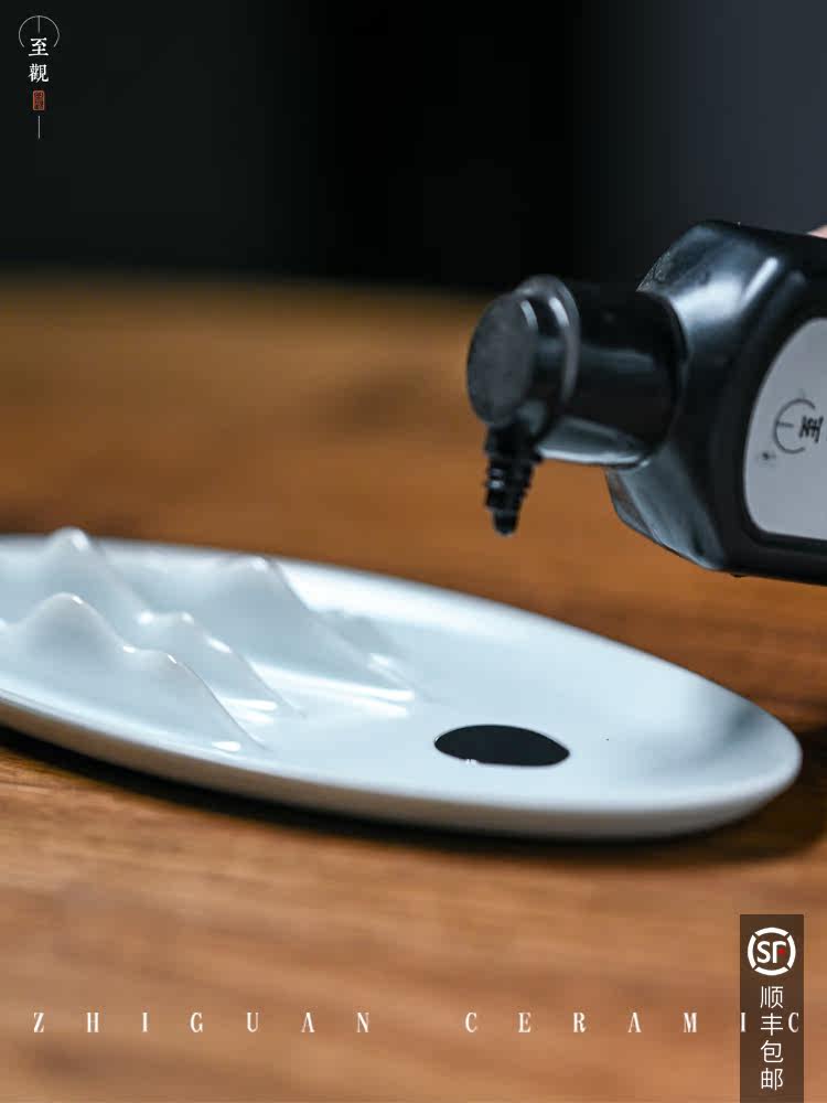 Zhiguan multi-functional ceramic calligraphy small ink plate ink sea ink plate ink pool pen licking lower case special study four treasures