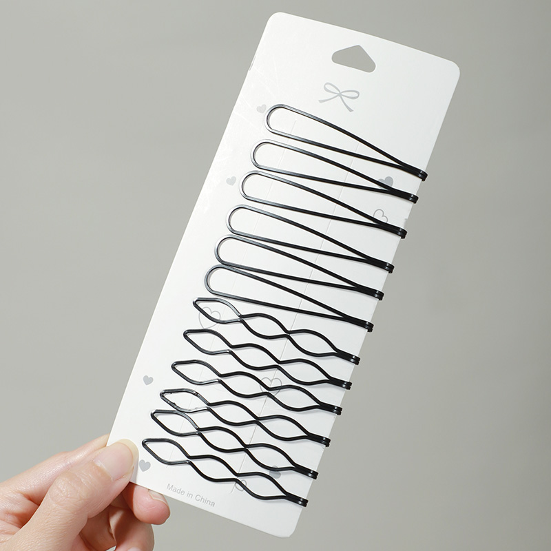 images 2:Black one-word clip hairpin side Liu Hai hair card broken hair head decorated simple hairpin poster head spoon hairpin