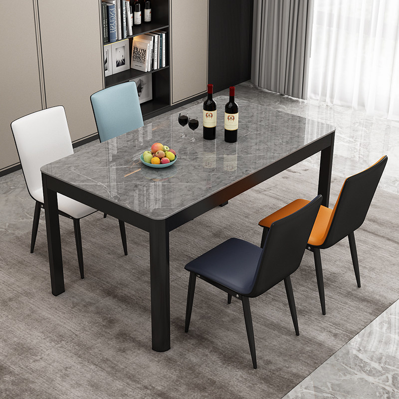 Glass dining table home small apartment Nordic log table and chair combination modern minimalist restaurant dining table rectangular