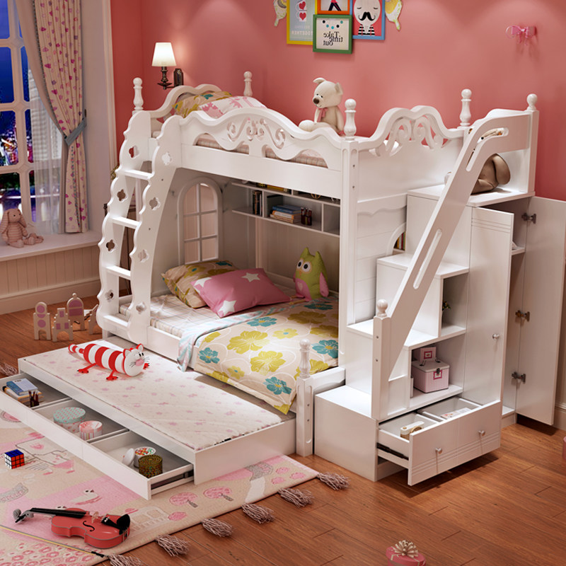 Bunk bed bunk bed two-story children's bed bunk wooden bed princess castle high and low mother bed whole bunk bed